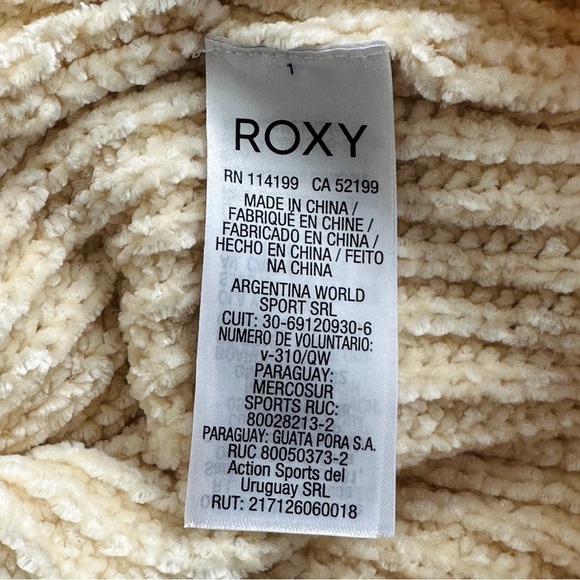 Roxy Sweater Women's Small Beige Cream Velvet Morning Turtle Neck Knit Pullover - Picture 4 of 15